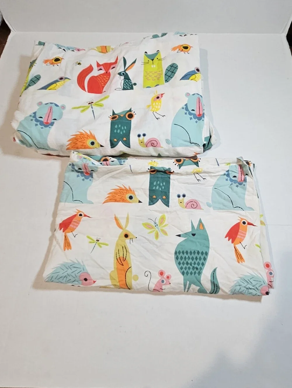 IKEA Lattjo Twin Duvet Quilt Cover 1 Pillowcase Set Snail Owl Bird Fox Rabbit
